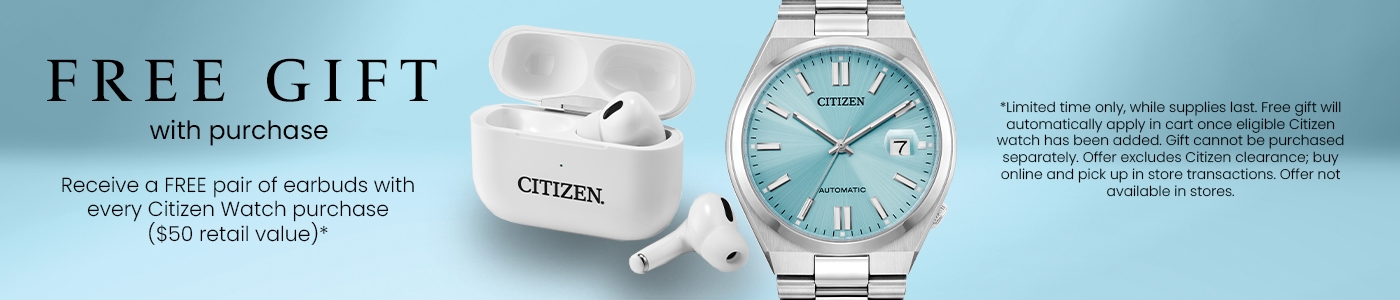 Free earbuds gift with purchase of Citizen watch