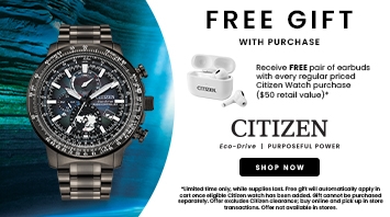 Receive free pair of earbuds with select Citizen watch purchase