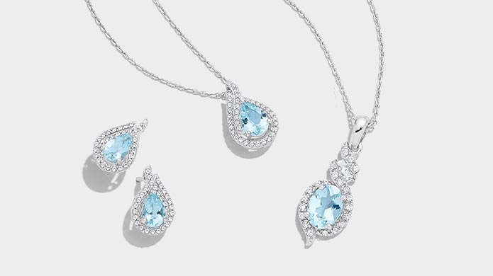 Image of aquamarine necklaces and earrings