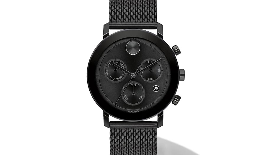 Black Movado watch. Explore more watches for the groom
