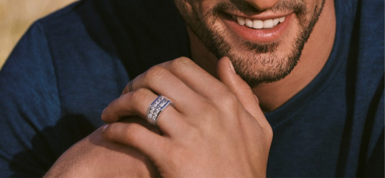 Man wearing diamond fashion ring